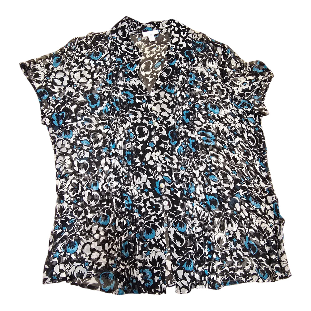 Charter Club Women Sheer Short Sleeve Button Down Shirt 16W